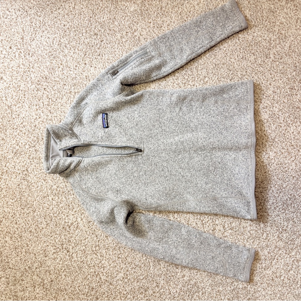 Patagonia Light Gray Heather Quarter-Zip Fleece Pullover